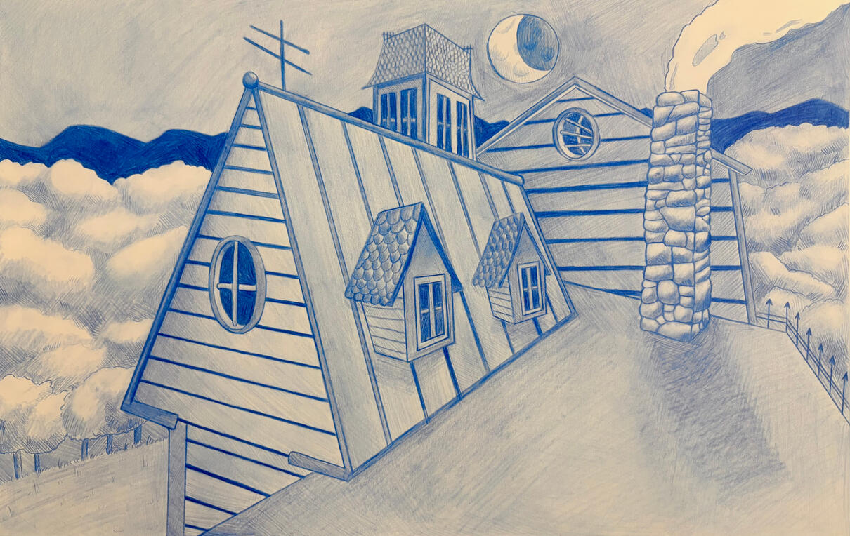 Beetlejuice Roof (Color Pencils &amp; Bristol)